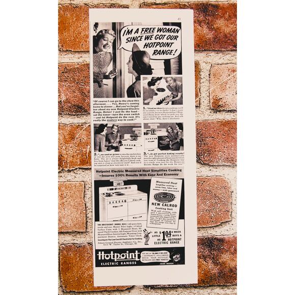1940 "I'm a Free Woman Since We‎ Got Our Hotpoint Range" Vtg Print Ad - Picture 2 of 11
